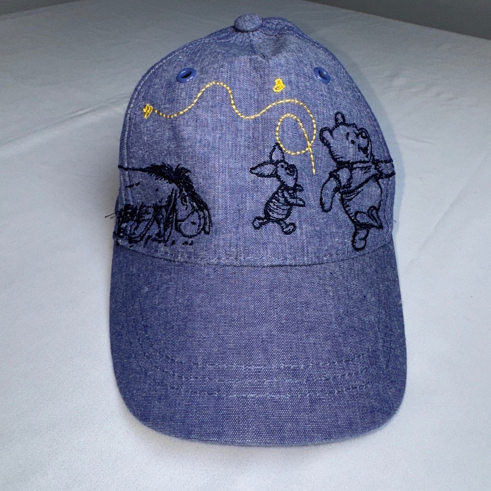 Disney Winnie the Pooh Friends Embroidered Blue Chambray Baseball Cap Hat